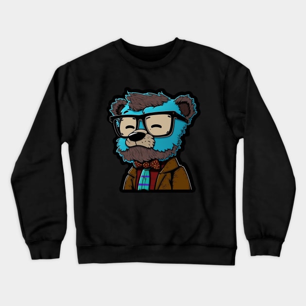 Nerdy Bear Crewneck Sweatshirt by Alonesa